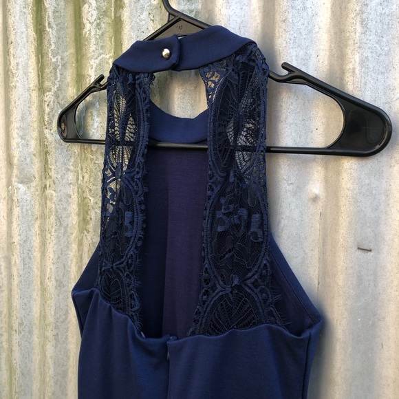 Lulu’s Dress Hometown Girl Size S Mini Skater Blue Lace Sleeveless Cutout - Picture 7 of 14